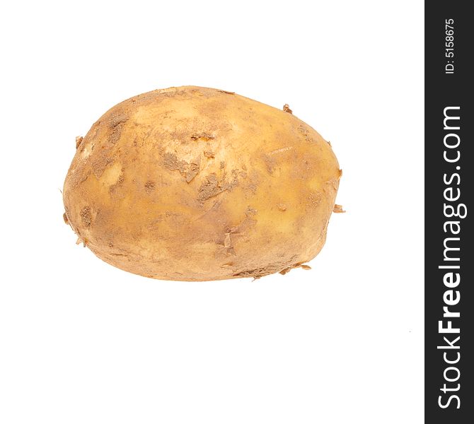 Single new potato isolated on a white background