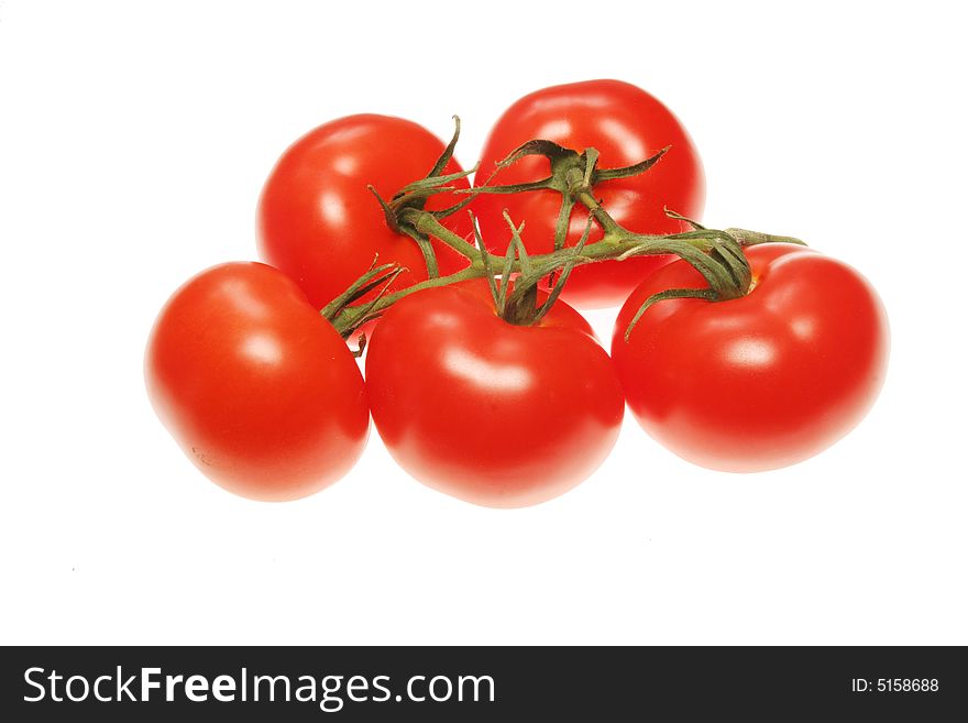 Large vine tomatoes isolated on a white background