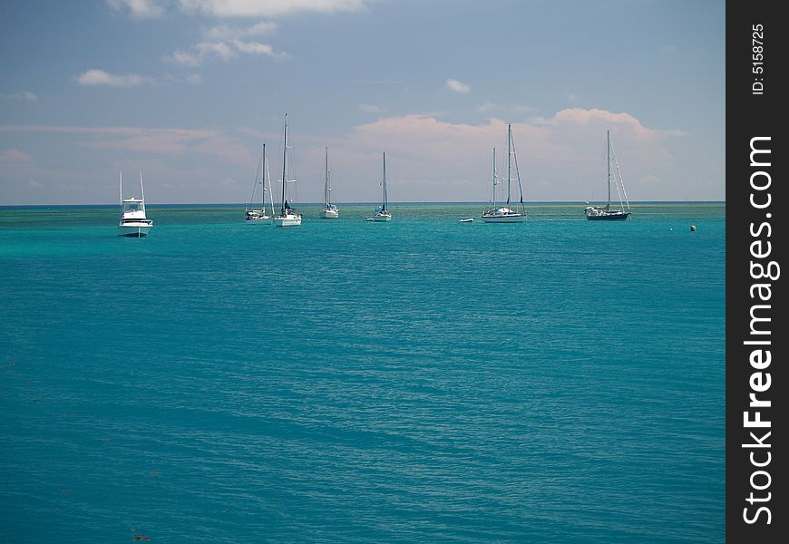 Lots of boats on the ocean near Dry Tortugas, Florida. Lots of boats on the ocean near Dry Tortugas, Florida