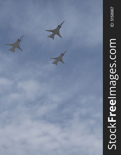 Russian air force, 3 Tupolev Tu-22M. Moscow Victory Parade of 2008.