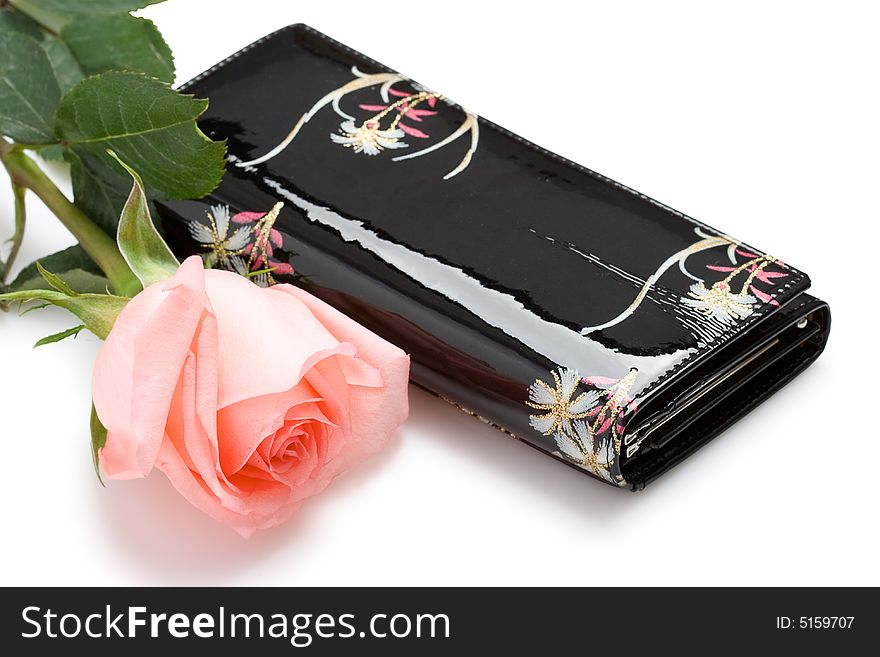 Horizontal purse with rose