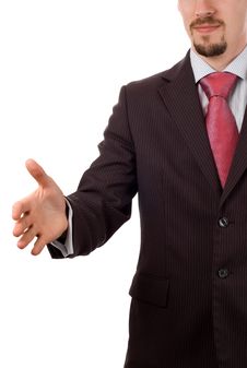 Businessman With An Open Hand Ready To Seal A Deal Stock Image Businessman With An Open Hand Ready To Seal A Deal Stock Image