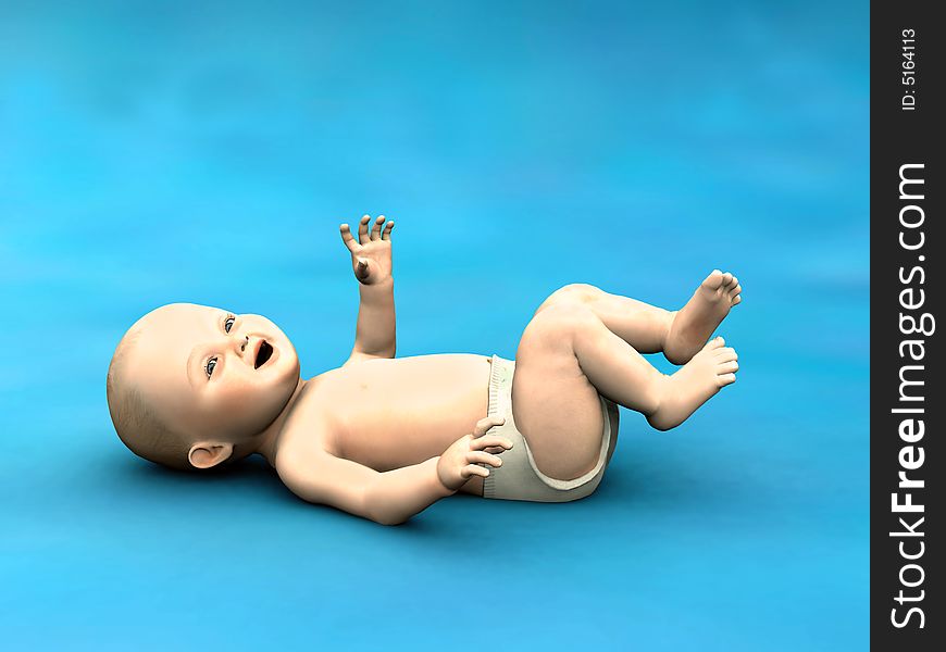 A baby with blue eyes lying on the floor and laughing. A baby with blue eyes lying on the floor and laughing.