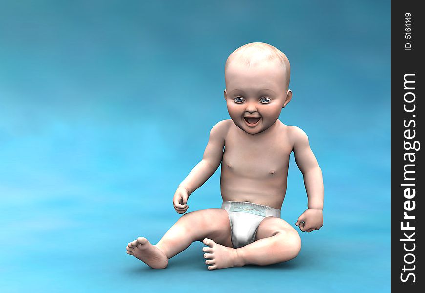 A baby with blue eyes sitting on the floor and laughing. A baby with blue eyes sitting on the floor and laughing.