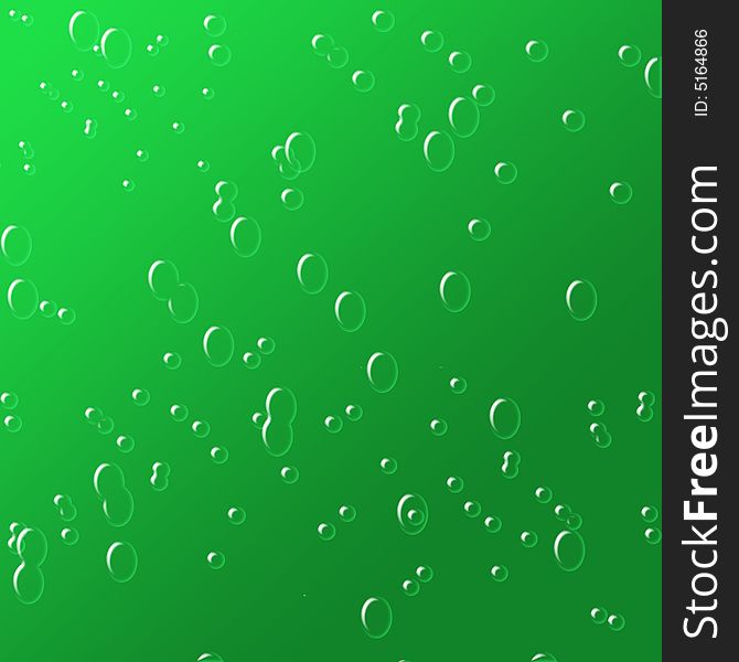 Illustration with green background and different drops forms falling. Illustration with green background and different drops forms falling