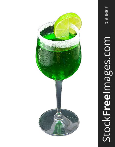 Lime and vodka cocktail isolated on white blackground. Lime and vodka cocktail isolated on white blackground