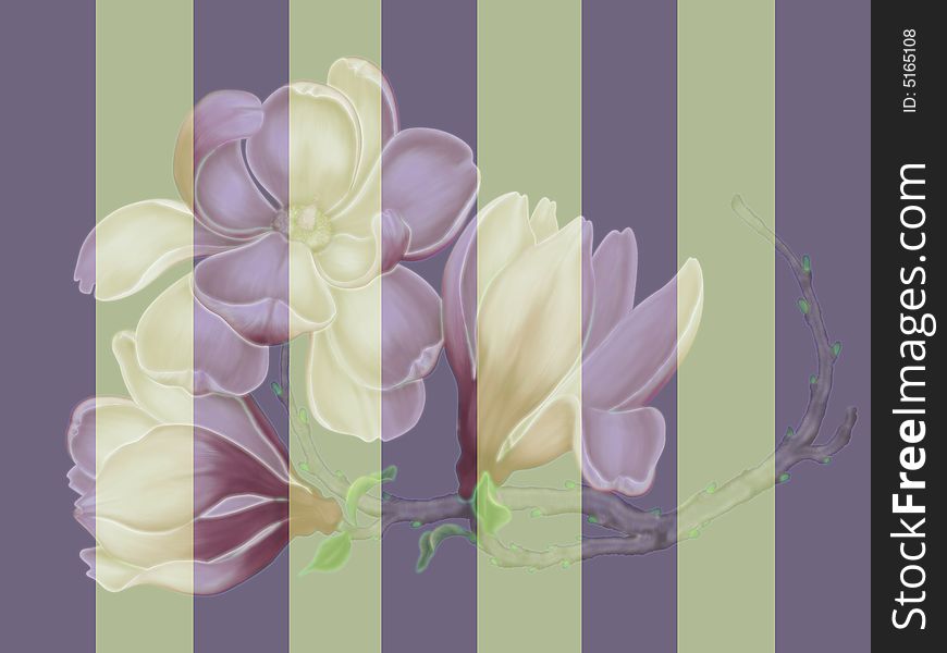 Delicate postcard with flower in striped background. Delicate postcard with flower in striped background