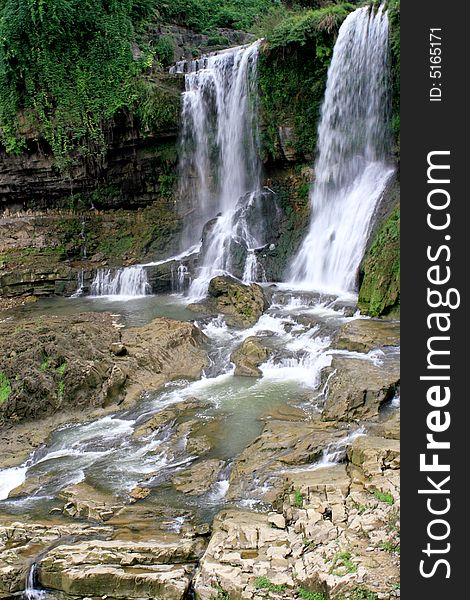 The beautiful waterfall in spring, long exposure