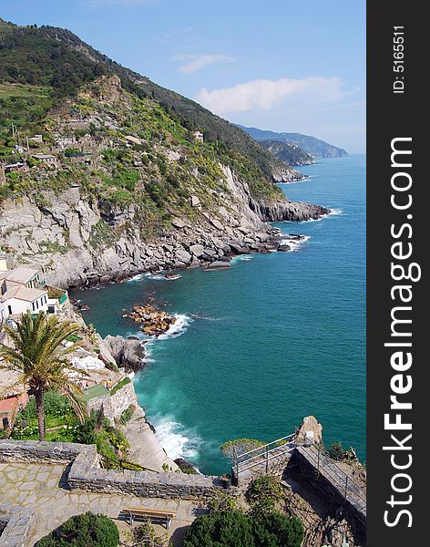 Sea in the Cinque Terre in Liguria, Italy. Cinque Terre is humanity's world patrimony.