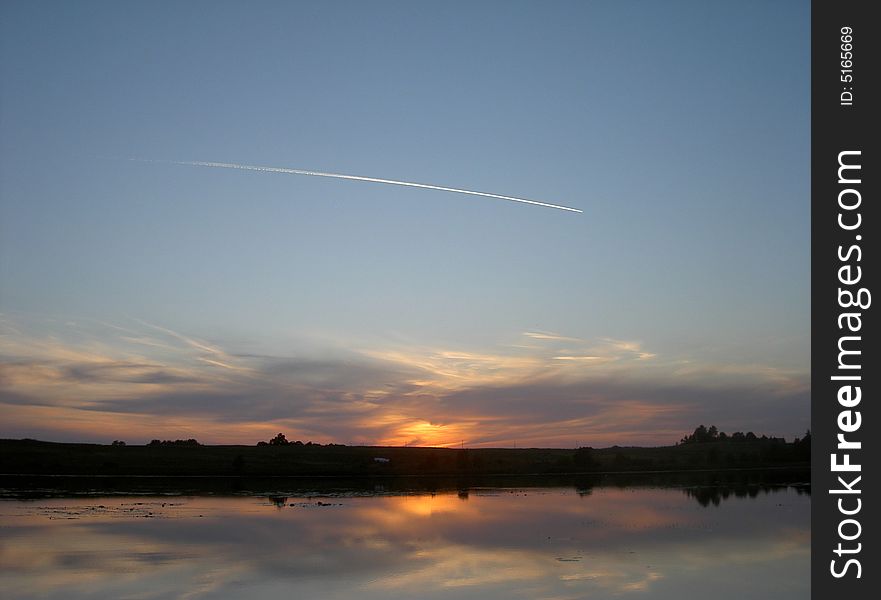 Sunset reflecting on the lake