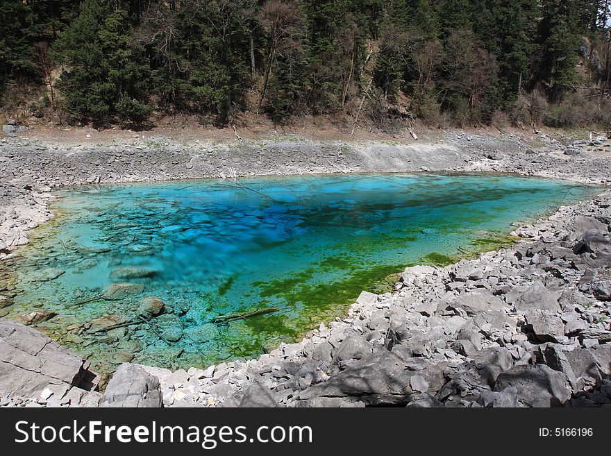 Colorful  lake in jiuzhaigou valley scene，sichuan province. Colorful  lake in jiuzhaigou valley scene，sichuan province