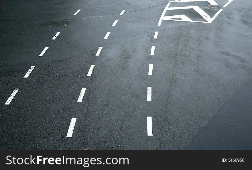 Traffic lines on asphalt