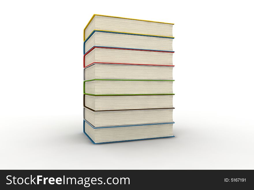 Pile of books - isolated on white background - photorealistic 3d render. Pile of books - isolated on white background - photorealistic 3d render