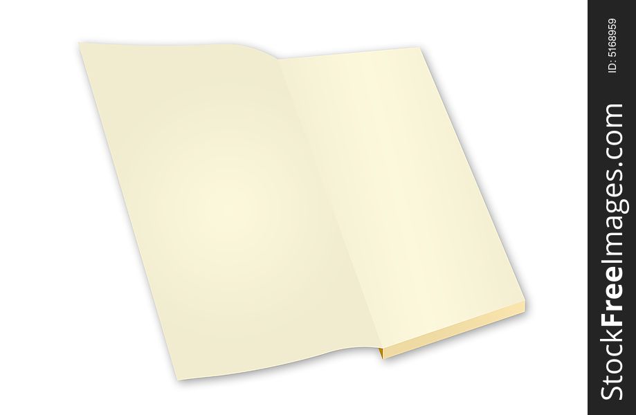 Isolated blank book with open page illustration