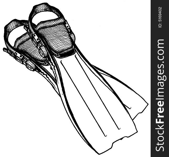 Illustration of a Pair of Scuba Diver's Fins