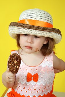 Girl With Ice Cream Royalty Free Stock Photography