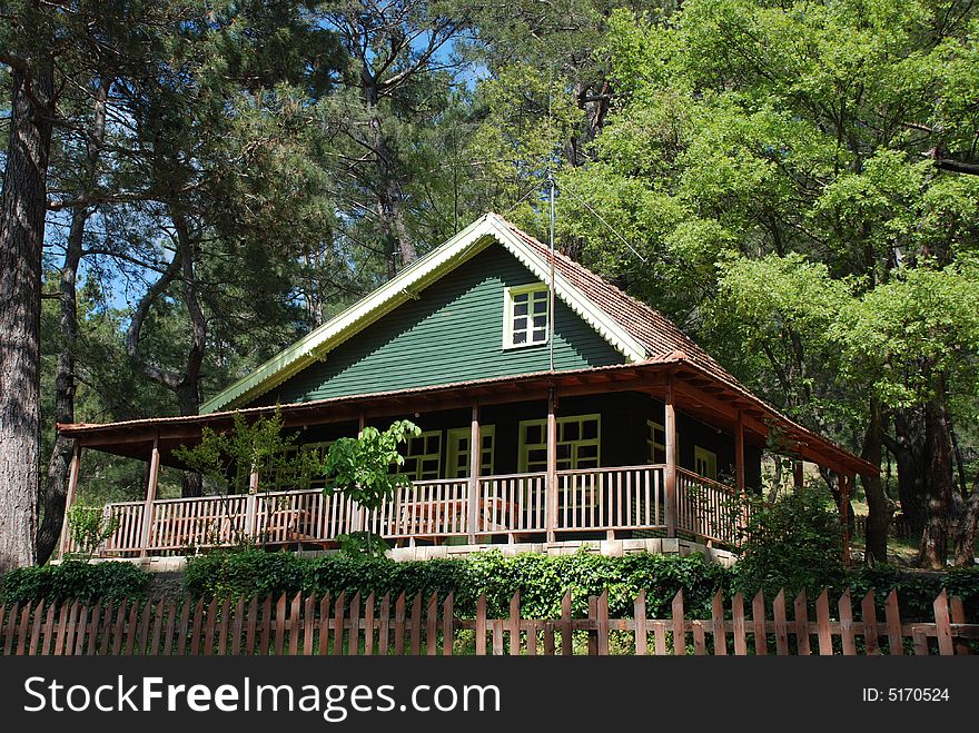 Wooden made Chalet in forest in Turkey