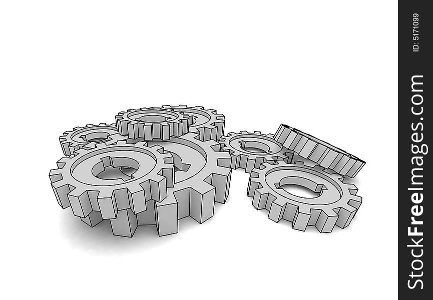 Isolated cogwheels - business network - illustration