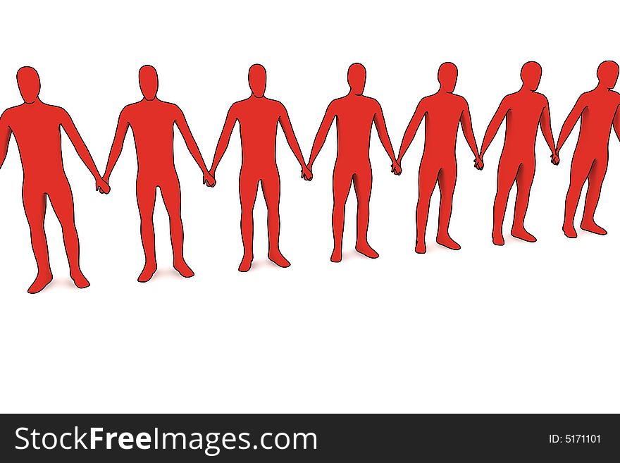 3d people - isolated illustration - team