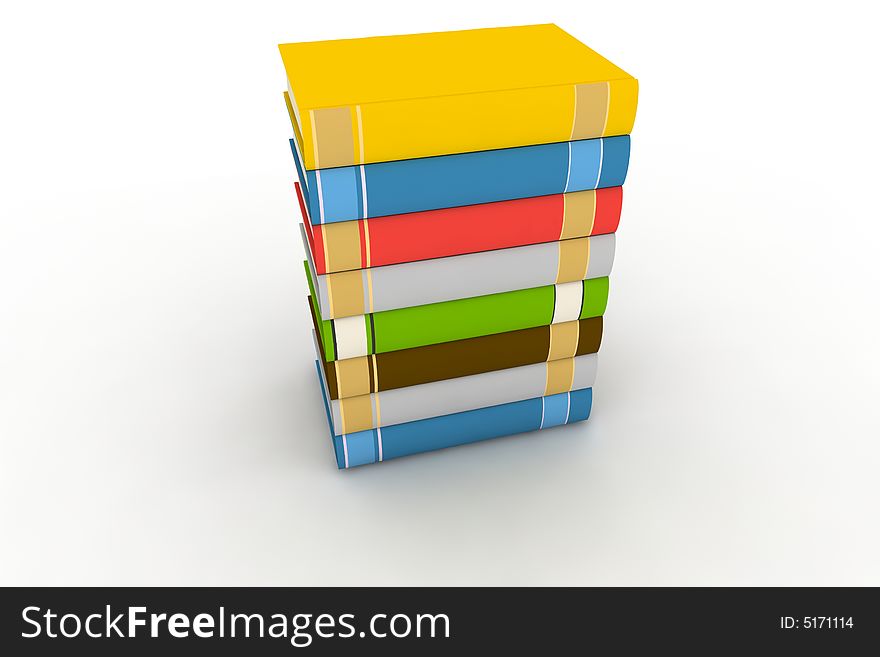 Pile of books - isolated on white background - photorealistic 3d render. Pile of books - isolated on white background - photorealistic 3d render