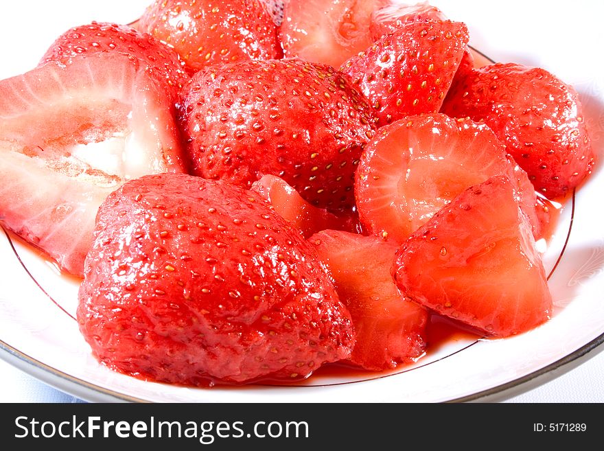 Strawberries sliced and ready to eat or serve. Strawberries sliced and ready to eat or serve