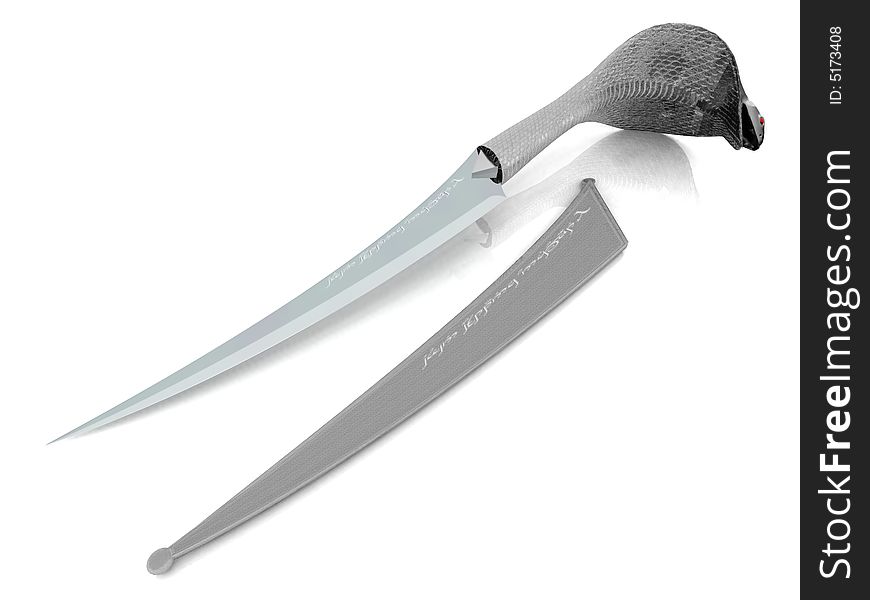 Exotic knife on a white background, 3D render