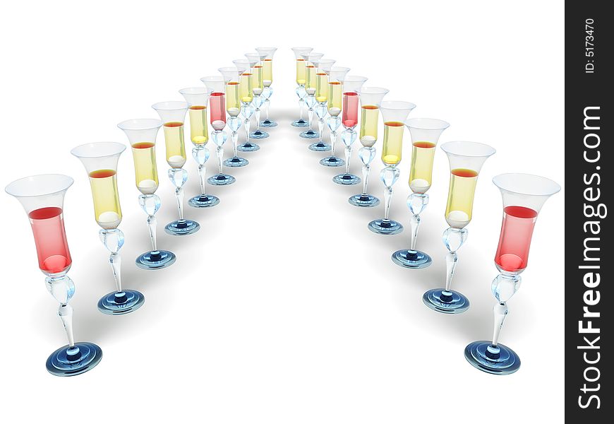 Wineglass on white background, 3d render