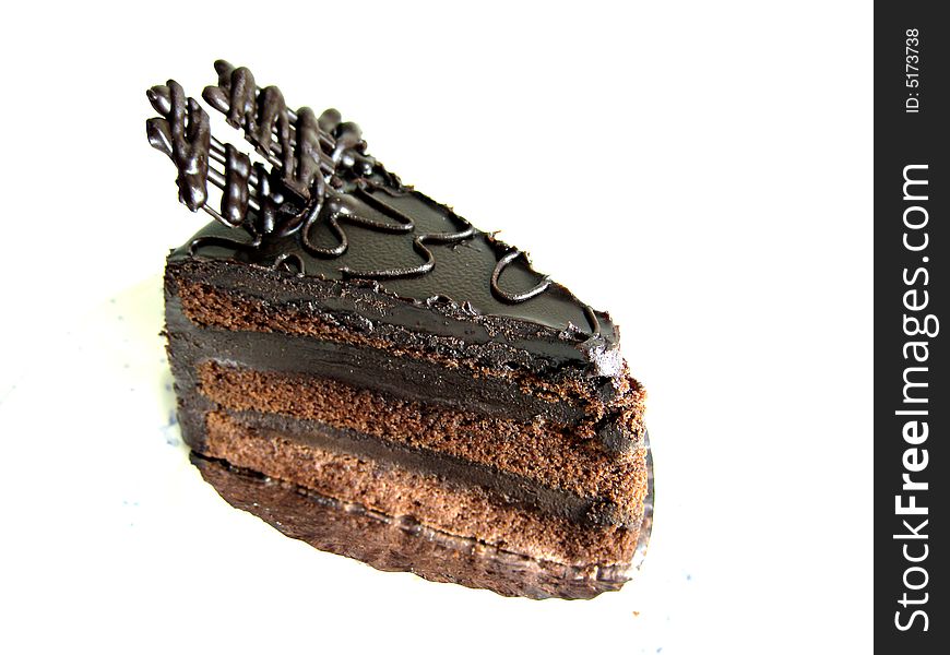 A slide of chocolate cake