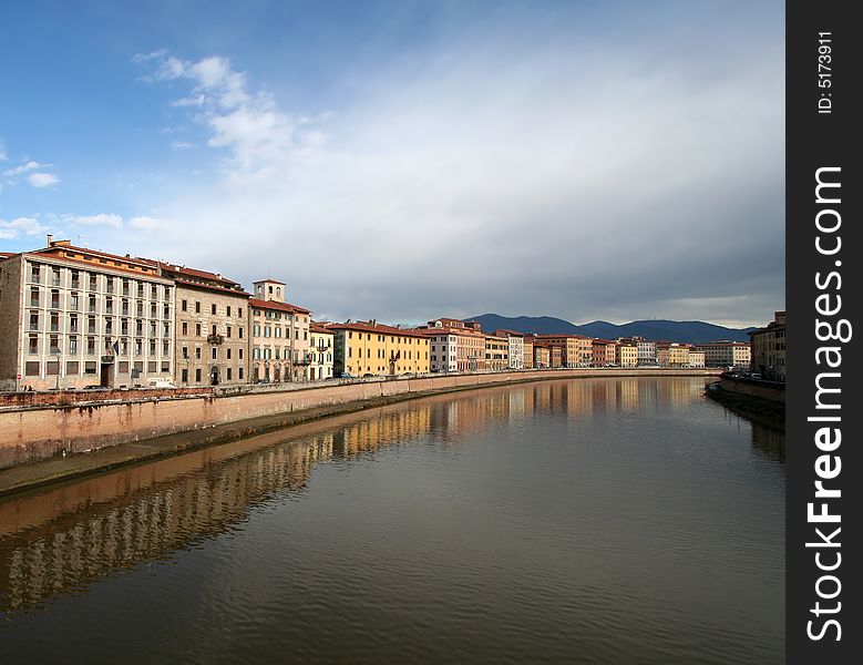 Pisa - Florence houses on Arno River. Pisa - Florence houses on Arno River