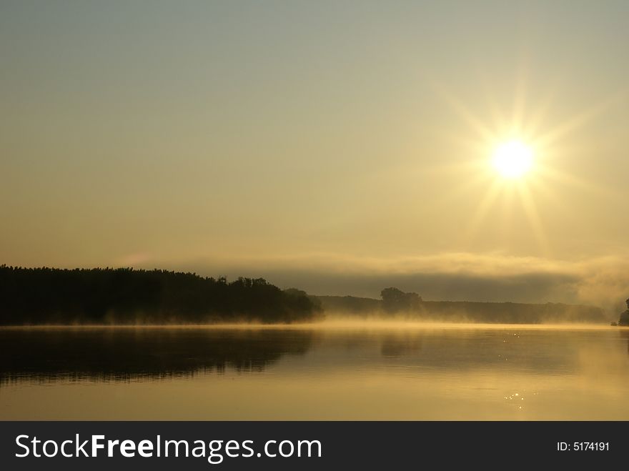 River mist early in the morning