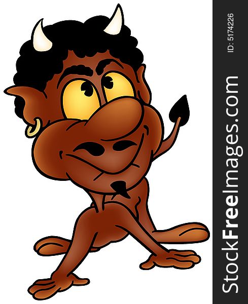 Brown Devil - colored cartoon illustration as vector