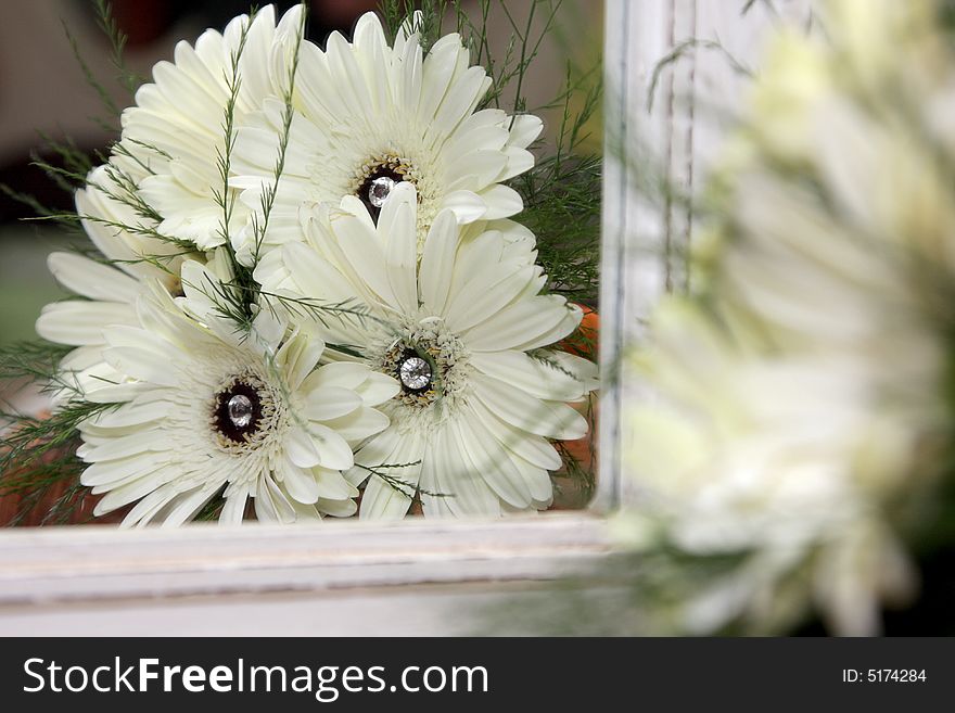 A brides flower bouquet on her wedding day. A brides flower bouquet on her wedding day