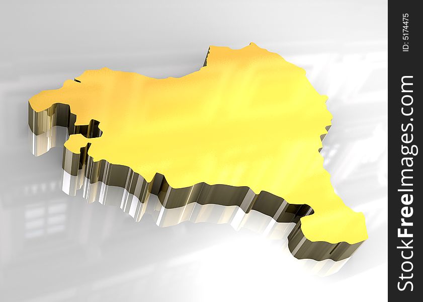 3d made golden map of basque. 3d made golden map of basque