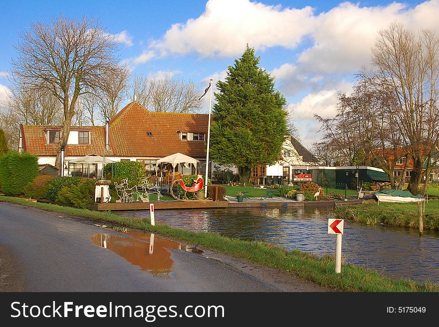 Dutch house after rain around a'dam