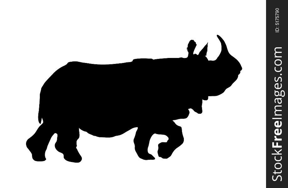 Illustration of rhinoceros walking on white background. Illustration of rhinoceros walking on white background