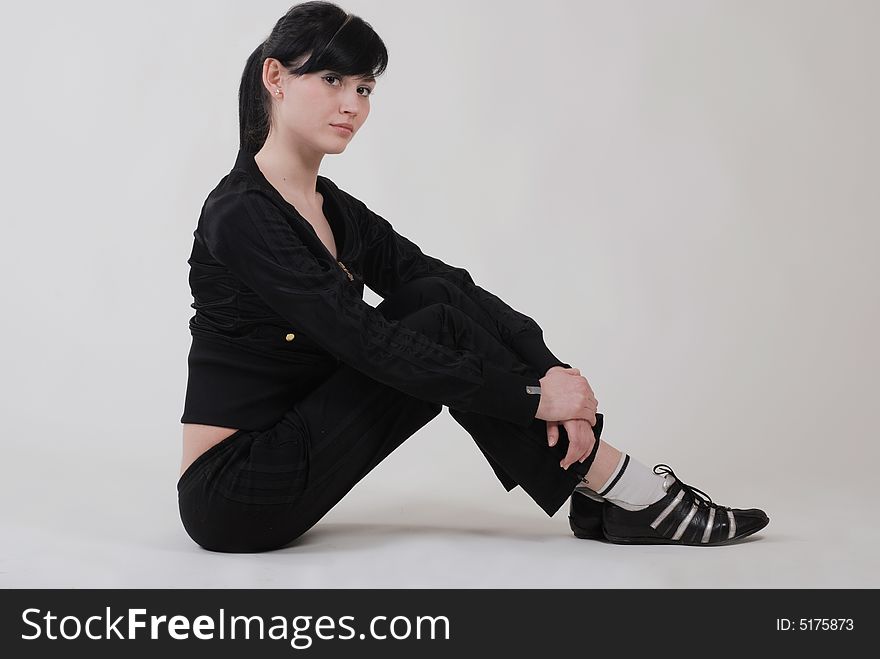 Young woman relaxing after sport exercises. Young woman relaxing after sport exercises