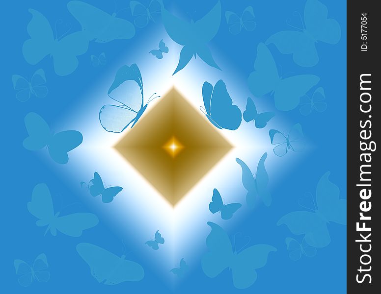 Blue background with many butterfly