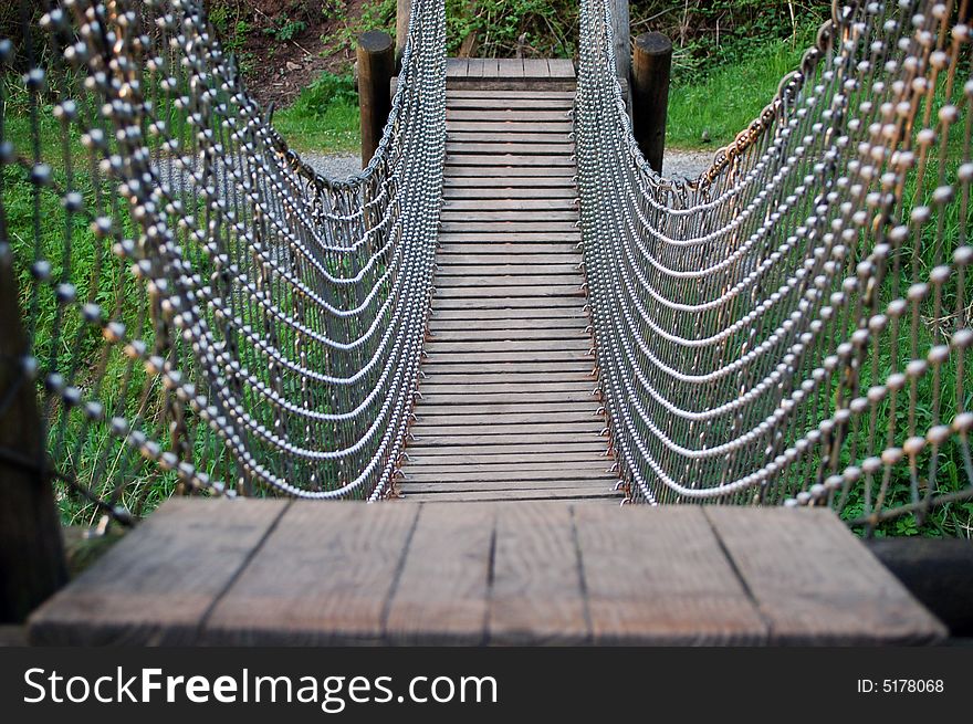 An old wood bridge at river