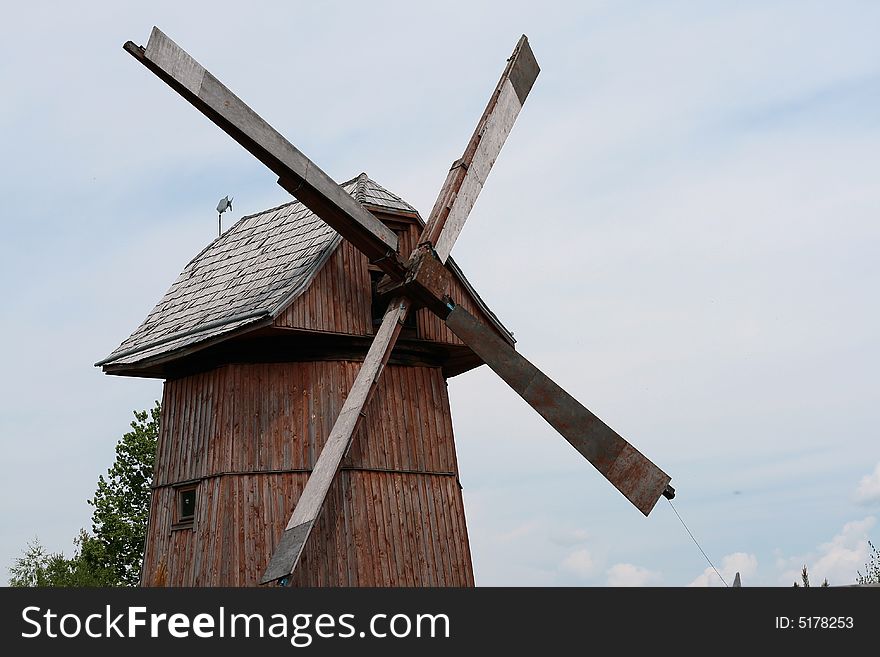 Windmill with wood in poland. Windmill with wood in poland