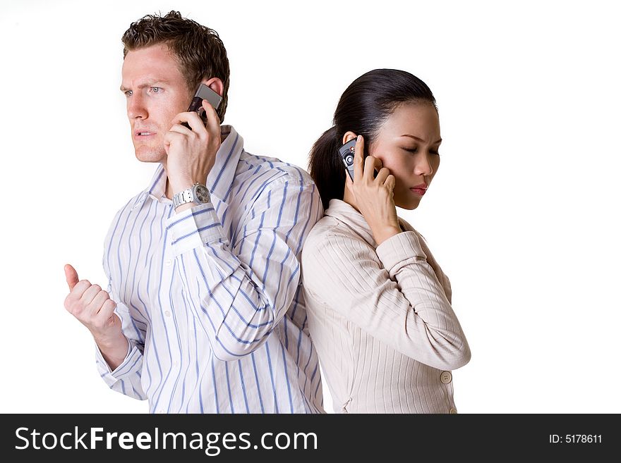 Two colleague talking over the phone