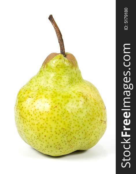 Fresh green pears on a white background