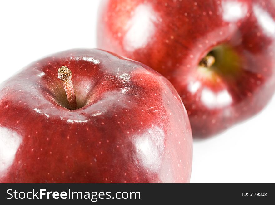 Fresh red apples on a white background