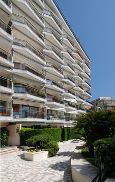 Modern Hotel Against Blue Sky, Cannes Stock Photography Modern Hotel Against Blue Sky, Cannes Stock Photography