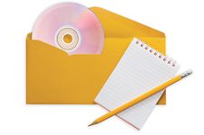 Envelope With CD Spiral Notepad And Pencil Royalty Free Stock Photos