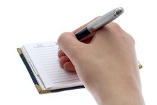 Hand Writes In A Notebook Stock Images Hand Writes In A Notebook Stock Images