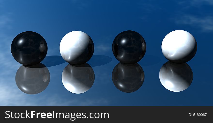 Abstract 3D Black And White Balls