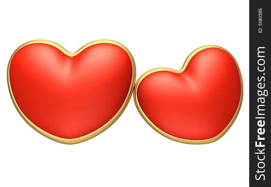 3d render of hearts on white background. 3d render of hearts on white background