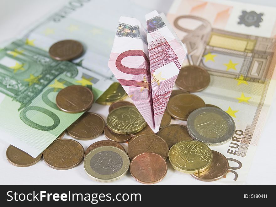 European bank notes and coins. European bank notes and coins
