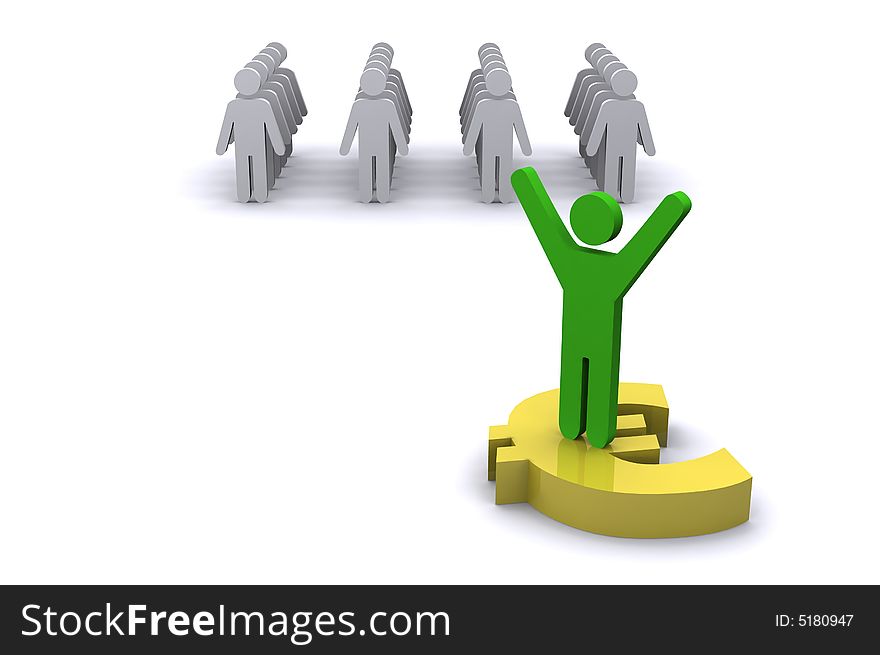 Rendered Illustration, representing Teamwork, success and standing out from the crowd. Rendered Illustration, representing Teamwork, success and standing out from the crowd