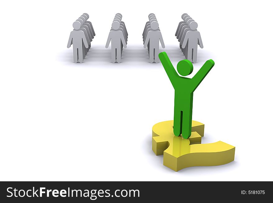 Rendered Illustration, representing Teamwork, success and standing out from the crowd. Rendered Illustration, representing Teamwork, success and standing out from the crowd